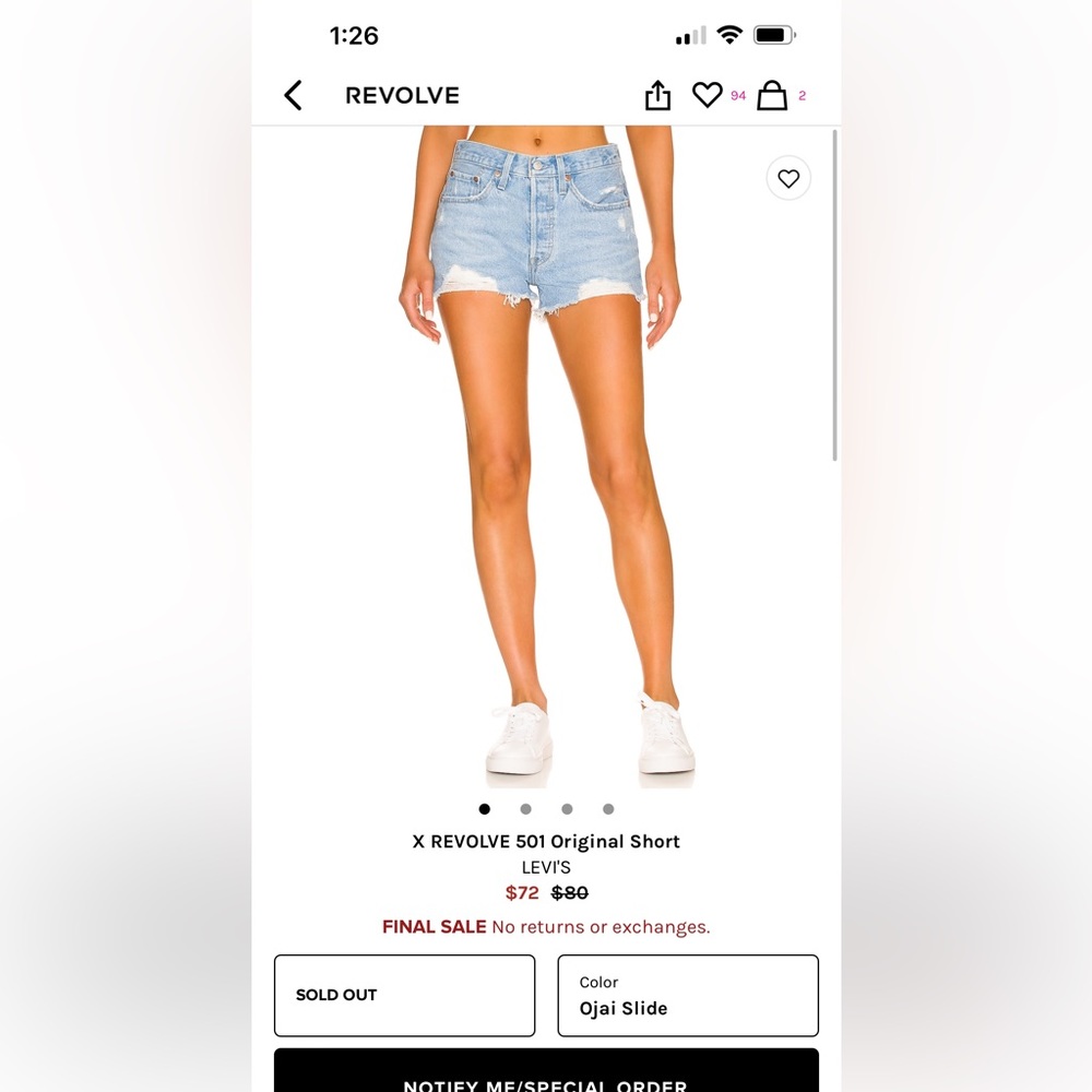 Levi x Revolve 501 Shorts
